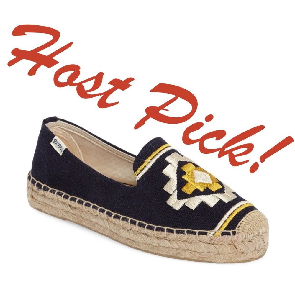 Soludos New Embroidered Platform Espadrilles SlipOn Flats Shoes NIB Navy 9.5🎉HP